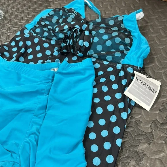 NWT - Hanna Nikole Women's Two Piece Swim Dress Plus Size Tummy Control - Picture 7 of 7